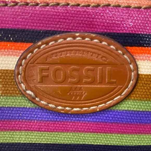 Fossil Crossbody Coated Canvas Multicolor Striped Purse - Picture 6 of 13